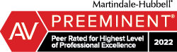 Martindale-Hubbell | AV | Preeminent | Peer Rated for Highest Level of Professional Excellence 2022